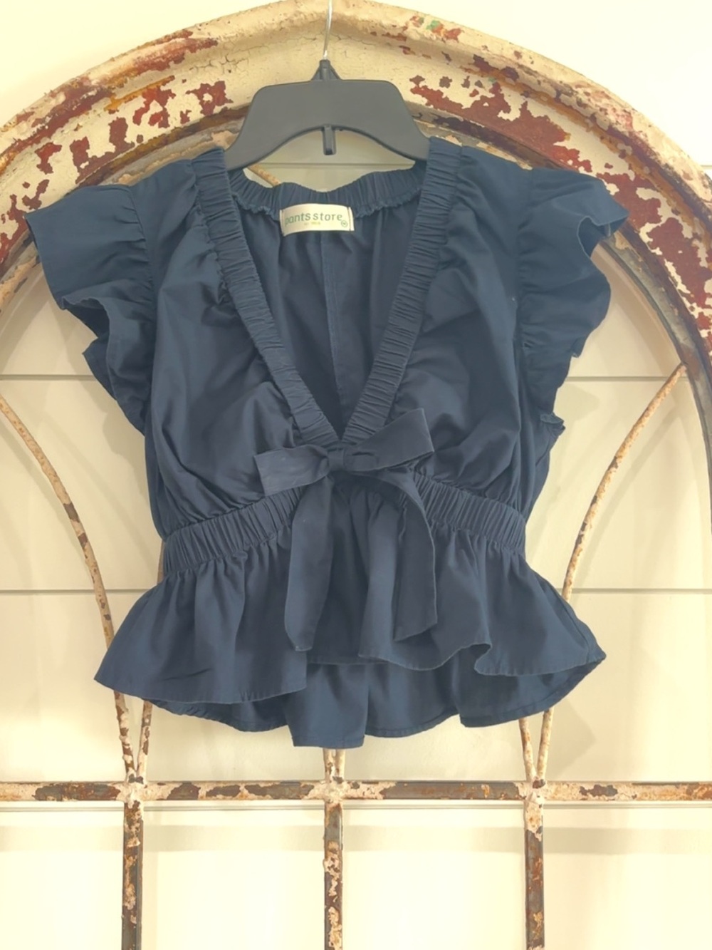 Women's Pants Store Ruffle Tie-Front Peplum Top